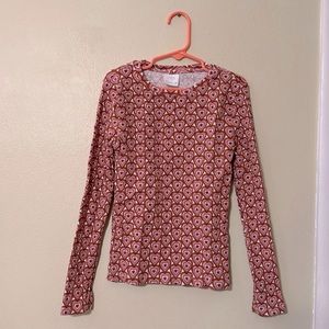 NWOT Zara Big Girls Allover Heart Print Long Sleeve Ribbed Tee Size 11-12
